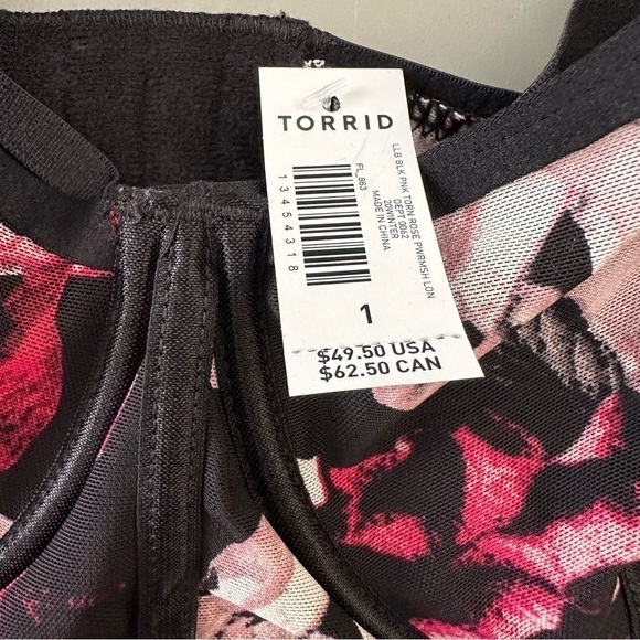 NWT Torrid Unlined Bralette Torn Rose Underwire - Picture 4 of 6